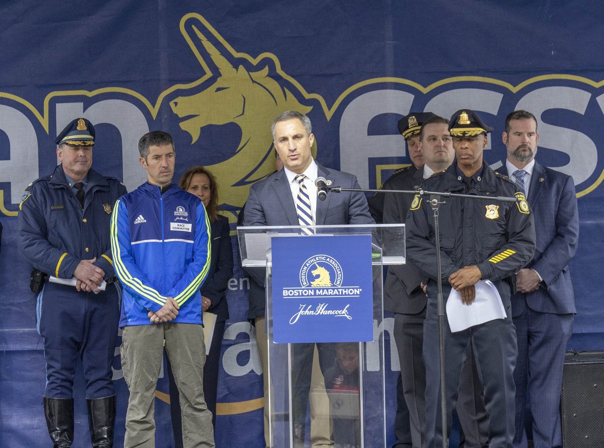 FBIBoston's tweet photo. #FBI Boston SAC Joe Bonavolonta joined our law enforcement partners to discuss security preparations for the 126th @bostonmarathon, urging everyone to be vigilant, and to contact law enforcement if they see anyone or anything suspicious. https://t.co/hbiGnd1uok