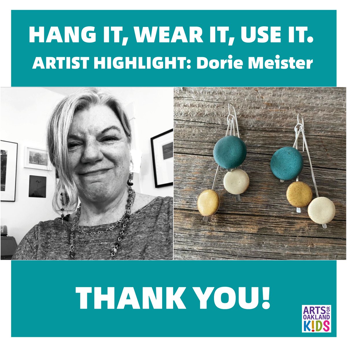 Meet <a href="/DorieMeister/">Dorie Meister</a>, an Oakland silversmith who recently donated her gorgeous jewelry to AOK’s March “Hang It, Wear It, Use It” art auction! Thank you Dorie!
She's currently working on a collection in partnership with the @OaklandMuseumofCalif — where they are for sale!
