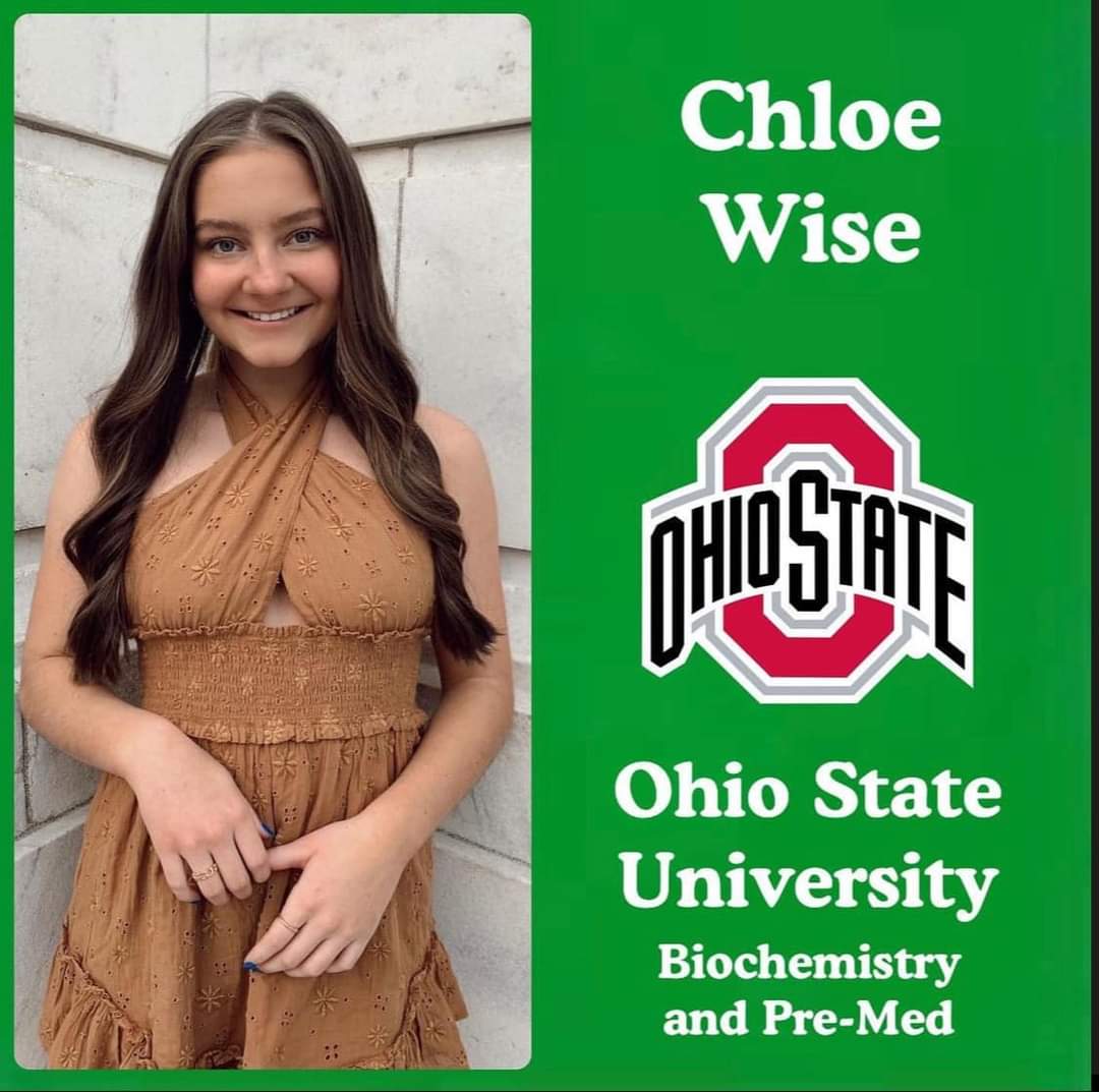 Congratulations to senior captain <a href="/chloewise22/">Chloe Wise</a> on being accepted to Ohio State University to study Biochemistry and Pre Med! So extremely proud of Chloe! The sky is the limit! Best wishes in all that you do!

#AlwaysABee
<a href="/medinaathletics/">Medina Athletics</a>