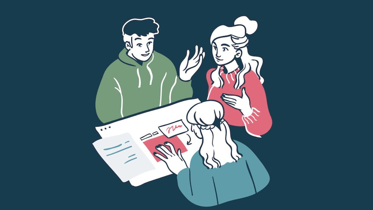 Animation of three people working