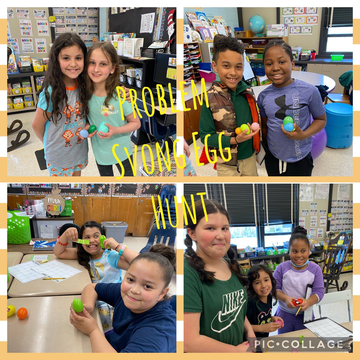 christinelem's tweet photo. Third Grade Math Problem Solving Egg Hunt 🐣 @IslipCRES @mrscordi #successatcres #isliprising https://t.co/8AYNpdnDH1