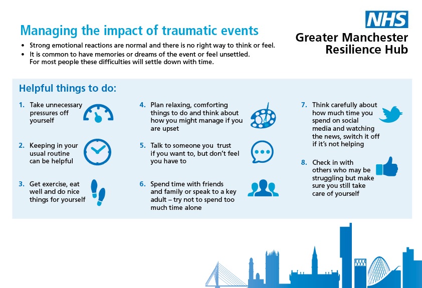 Some people who are tuning in to watch tonight's @ITV '#WorldsCollide - The Manchester Bombing' will find it distressing 

Having strong emotional reactions are normal, if you're struggling, contact your GP or #GMResilienceHub ⬇

penninecare.nhs.uk/mcrhub

#ManchesterArena #NHS