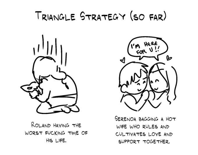 this is my interpretation of my current play-thru of triangle strategy thus far. 