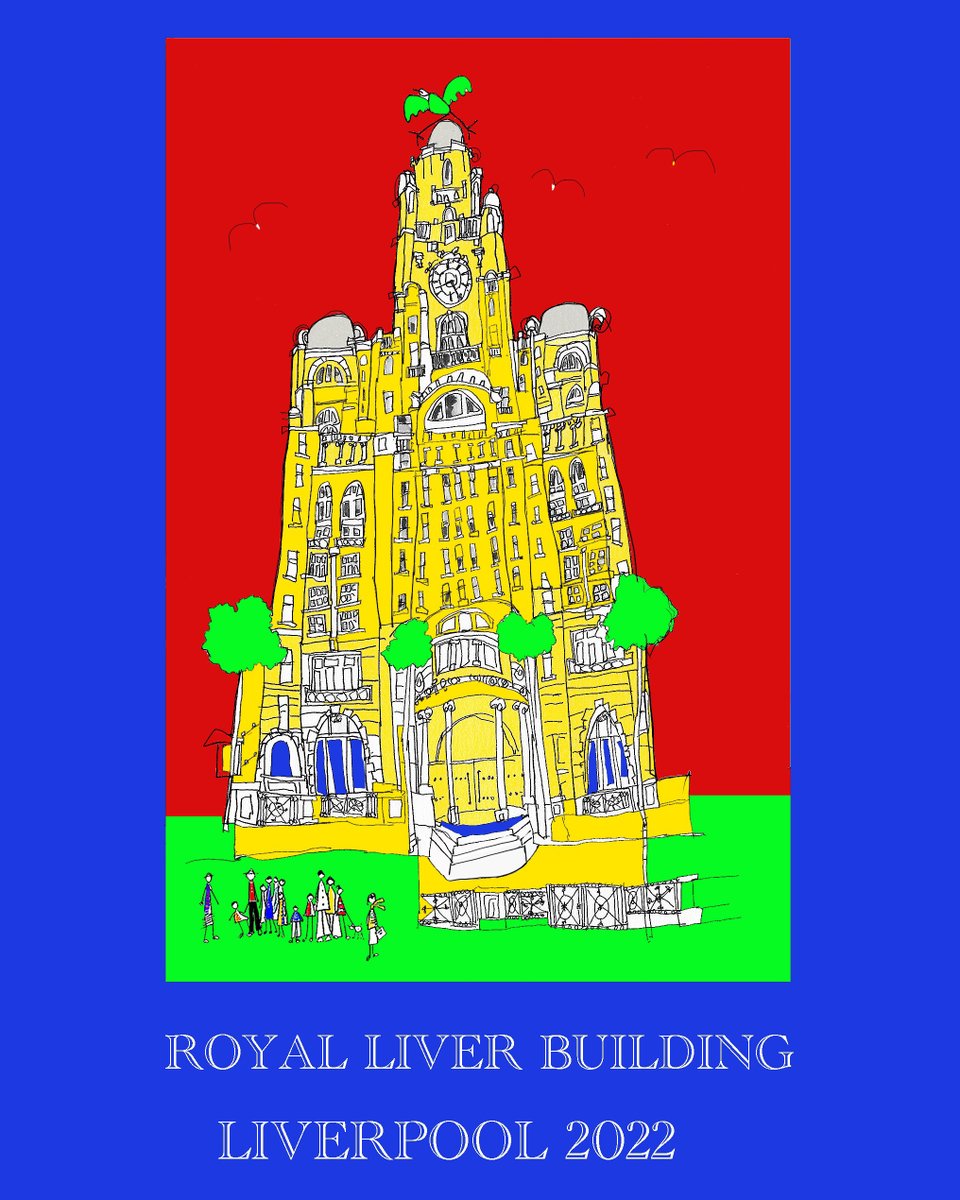 Freida McKitrick: 'Liver Building 2022'; iPad and Pencil on Fine Art Paper; £45 with Hanger Frame. Prints from £25/Cards £3.95. Visit us at Gallery 455 to buy original art! 3m3b.short.gy/9kPhhT
.
#art #Gallery455 #freidamckitrick #digitalart #tourismliverpool #liverbirds