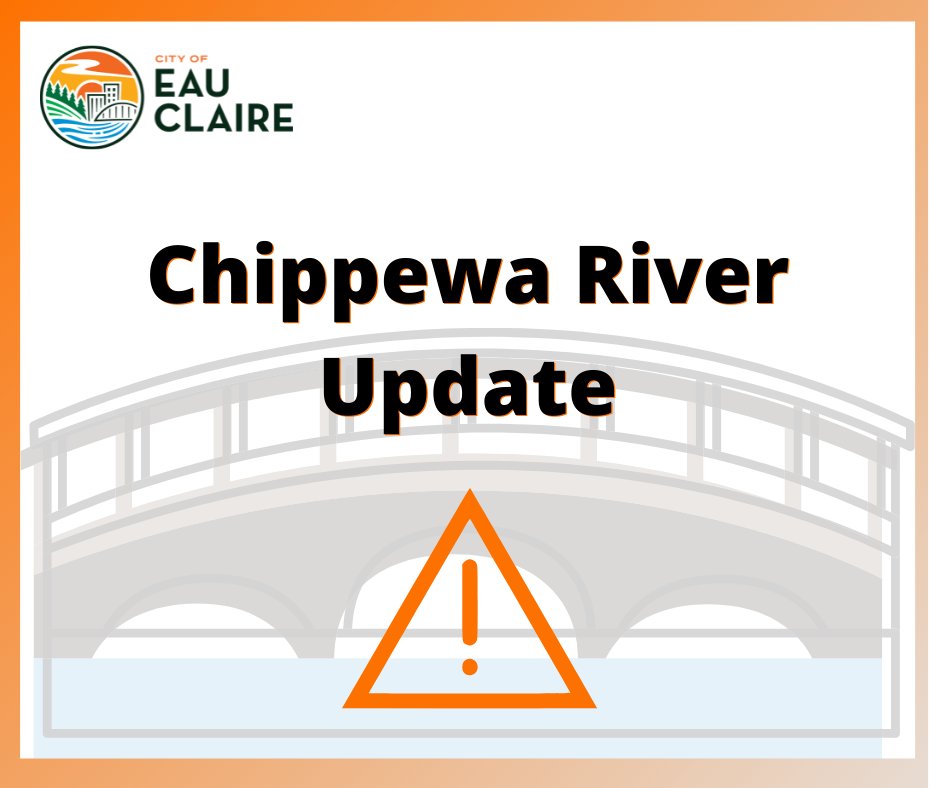 Recent rain and runoff in the upper Chippewa River watershed have resulted in increased levels on the Chippewa River in Eau Claire.
🚧 For the safety of residents, some areas of the Chippewa River Trail and the Southwest Dog Park have been CLOSED.  More: eauclairewi.gov/Home/Component…
