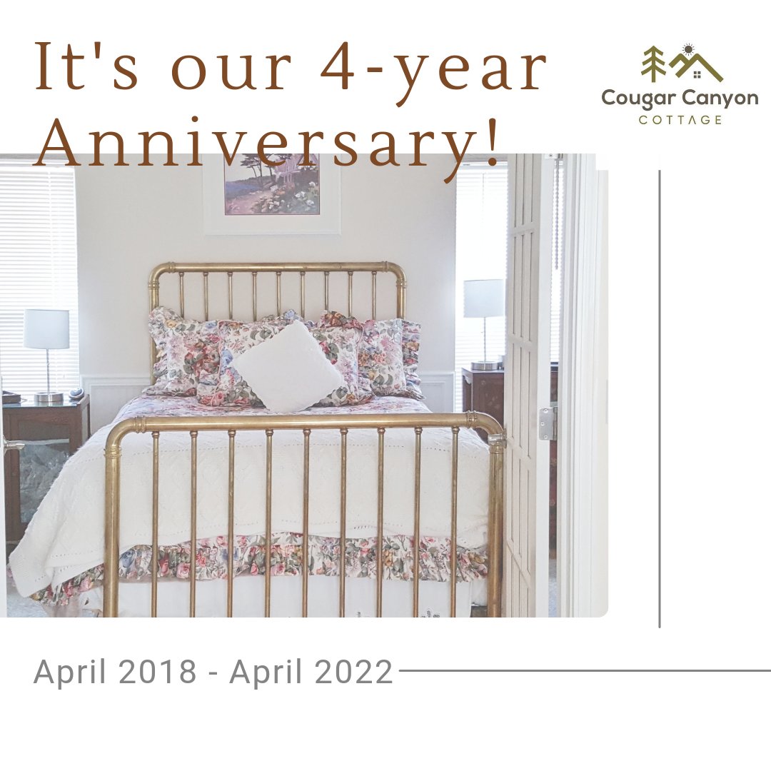 Happy Anniversary to us! What a great milestone. Four years of growing, learning, ups and downs. Please celebrate virtually with us by sharing our happy post or if you've been a guest, let us hear your memories! . #myrtlecreekoregon #myrtlecreek #visitoregon #traveloregon