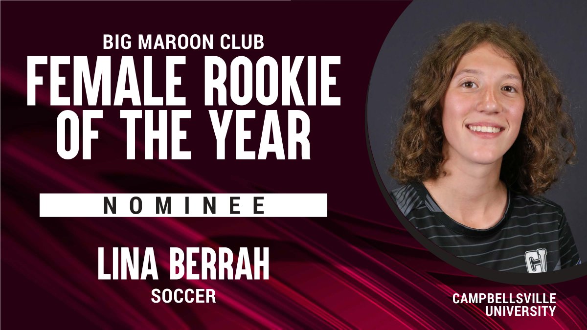 CvilleTigers's tweet photo. 2022 FEMALE ROOKIE OF THE YEAR NOMINEE - Lina Berrah @CvilleCUWS

• 8 Goals
• 5 Assists
• Scored a hat trick against Shawnee State 
• Second Team All-Conference selection

🎟️ Get your Awards Night tickets here 🎟️ https://t.co/c8mzsQSzUz

#WeAreCU https://t.co/WbwoygkJaQ