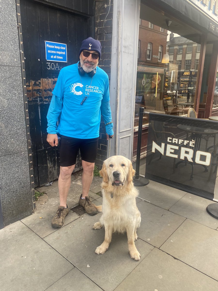 I had to stop my van and talk to this guy today, his name is Steve, he’s #walkingallovercancer with his incredibly friendly Golden Retriever Jasper, they are covering 60 miles this month.