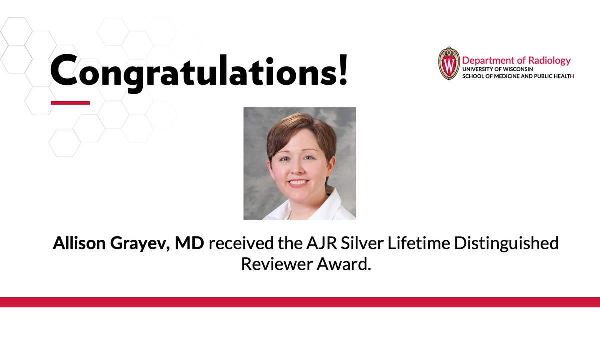 #Congratulations to @AGrayev for receiving the <a href="/AJR_Radiology/">AJR</a> Silver Lifetime Distinguished Reviewer Award. <a href="/UWiscNeuroRad/">University of Wisconsin Neuroradiology</a>