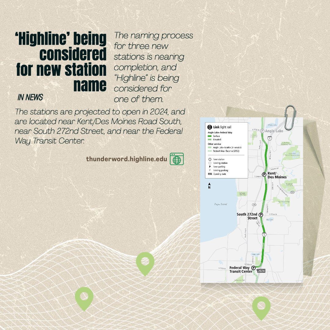 highlinetword's tweet photo. Sound Transit seeks input on the name for the Kent-Des Moines transit station.
https://t.co/r5ExWmQOfZ
#campusnews #thunderword #highline #highlinethunderword #tword #highlinecollege https://t.co/f4eQy9hG63