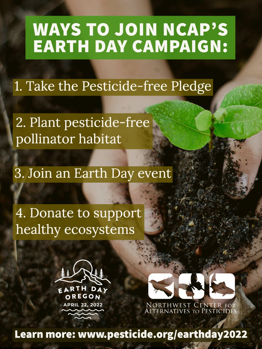4 actions to take during #EarthMonth. One way is to go to our pinned #raffle tweet &amp; follow the simple steps to enter our drawing. Let’s amplify #EarthDay! Details: pesticide.org/earthday2022 <a href="/earthdayoregon/">EarthDayOregon</a> <a href="/BobsRedMill/">Bob's Red Mill</a> <a href="/MtnRoseHerbs/">Mountain Rose Herbs</a> <a href="/GloryBeeFoods/">GloryBee</a> #pesticidefreepledge #raffle