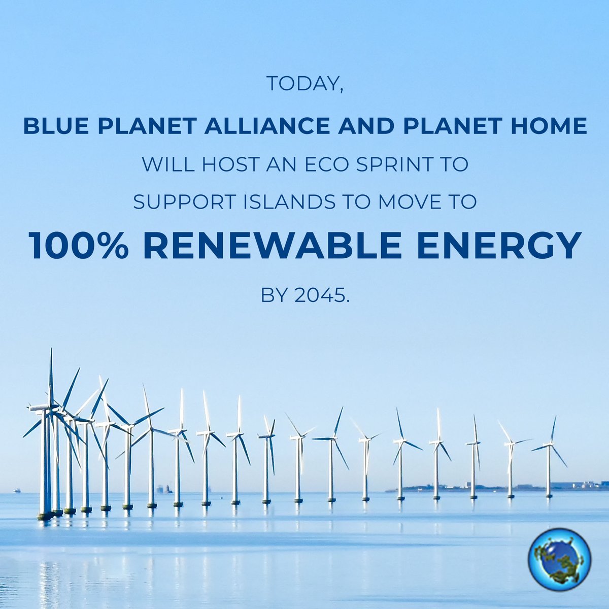 Today, <a href="/blueplanetalli/">BluePlanetAlliance</a> &amp; <a href="/PlanetHomeEco/">Planet Home</a> will host an EcoSprint in Palau to support islands to move to 100% renewable energy by 2045. To reach 100%, they'll bring together local delegates, thinkers &amp; business &amp; environmental leaders to design roadmaps to build scalable solutions.
