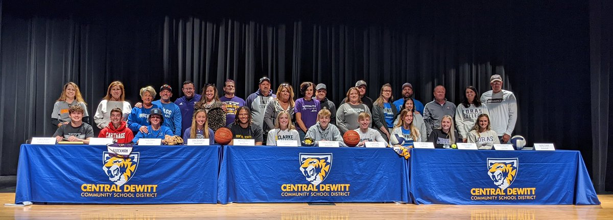 SaberActivities's tweet photo. We had a great signing day at Central DeWitt.  12 seniors plan to compete at the collegiate level next year.  We wish you well.  Go Sabers!! https://t.co/hgpiNFAk0V