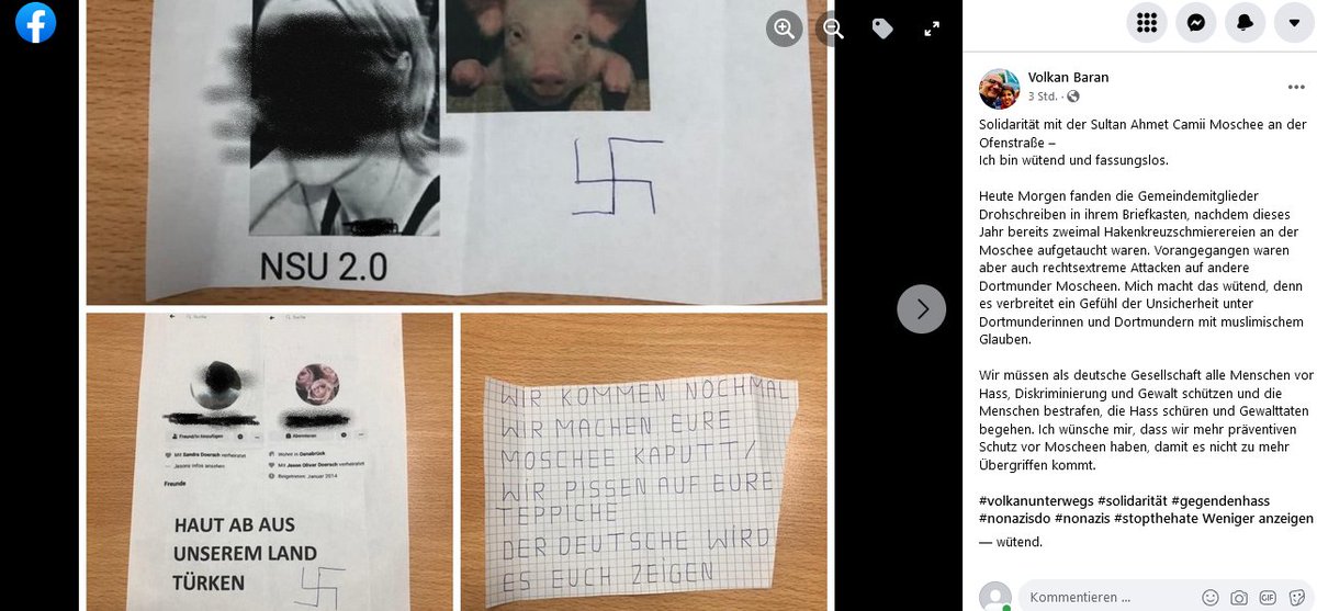 Christof Voigt (@filmtdenpott) on Twitter photo In #Dortmund haben Unbekannte einer Moscheegemeinde einen Drohbrief geschickt, gez mit Hakenkreuz + #NSU20. <a href="/polizei_nrw_do/">Polizei NRW DO</a> nimmt das sehr ernst, im Februar wurde die Tür der Gemeinde mit Hakenkreuz beschmiert. <a href="/baran_volkan/">Volkan Baran</a> hat ü. die Bedrohung der Gemeinde auf fb berichtet. In #Dortmund haben Unbekannte einer Moscheegemeinde einen Drohbrief geschickt, gez mit Hakenkreuz + #NSU20. <a href="/polizei_nrw_do/">Polizei NRW DO</a> nimmt das sehr ernst, im Februar wurde die Tür der Gemeinde mit Hakenkreuz beschmiert. <a href="/baran_volkan/">Volkan Baran</a> hat ü. die Bedrohung der Gemeinde auf fb berichtet.