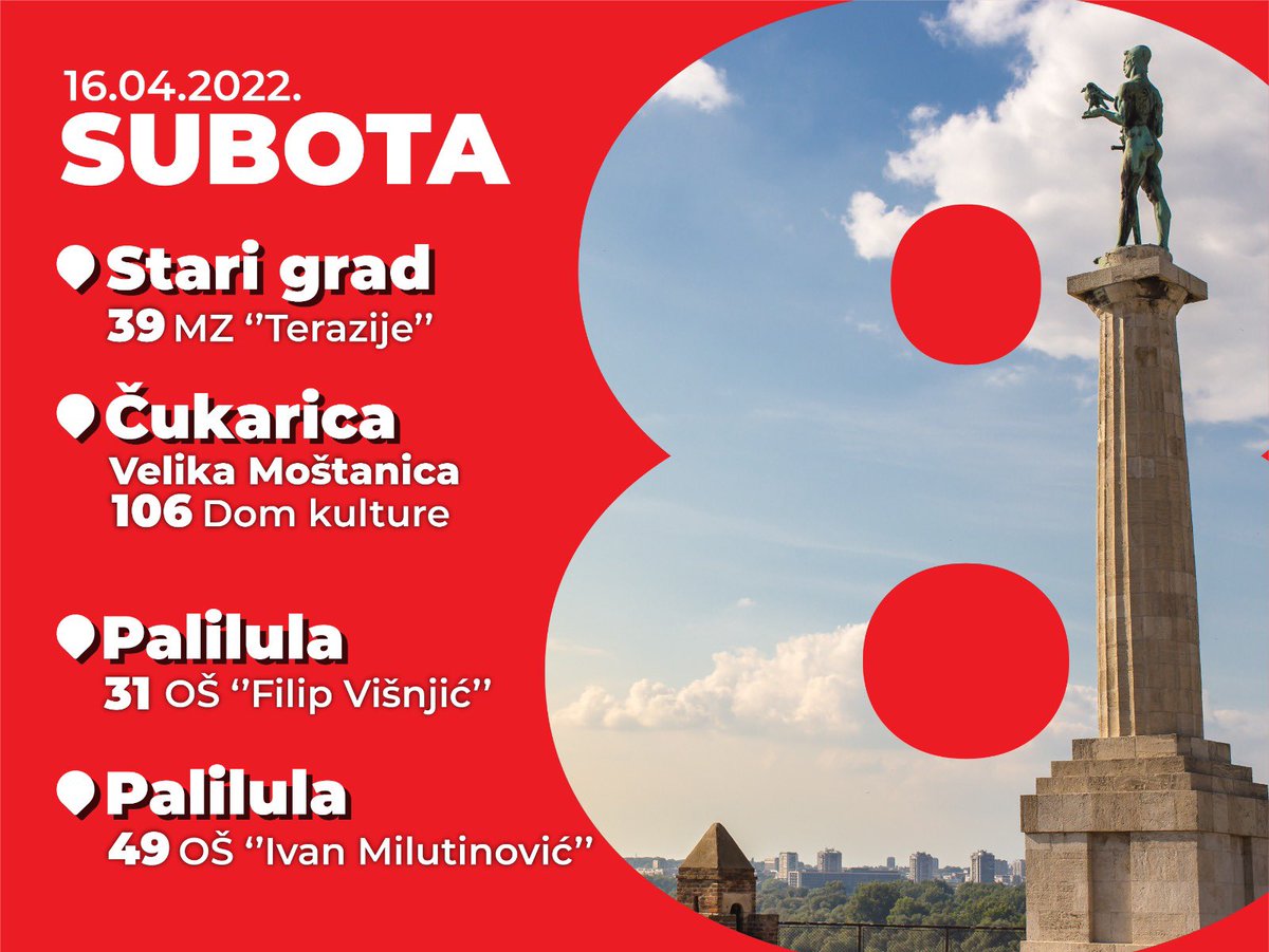 U subotu se ponavljaju izbori na malom broju BM za Skupštinu grada Beograda.

Pozivamo sve koji glasaju na ovim BM da izađu u što većem broju i podrže listu pod rednim brojem 8.

AJMO LJUDI da još jedna opoziciona lista pređe cenzus.
Borba za Beograd se nastavlja!