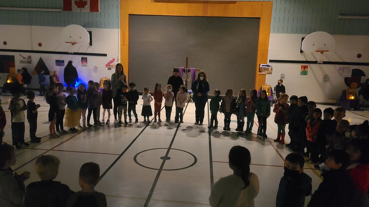 MrsMacKinder's tweet photo. Our grade 6s did such a beautiful job sharing the Stations of the Cross with us. Our kinders were quiet and respectful as they explored each station, and we wrapped it up with a group prayer and reflection. 
@HolySpiritOCSB https://t.co/wfWQomoEBz
