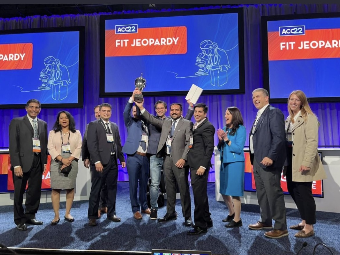 Cardiology fellows, Dr. Syed, Dr. Agrawal and Dr. Regner won the <a href="/ACCinTouch/">American College of Cardiology</a> FIT Jeopardy competition at the ACC’s Annual Scientific Session &amp; Expo 2022!