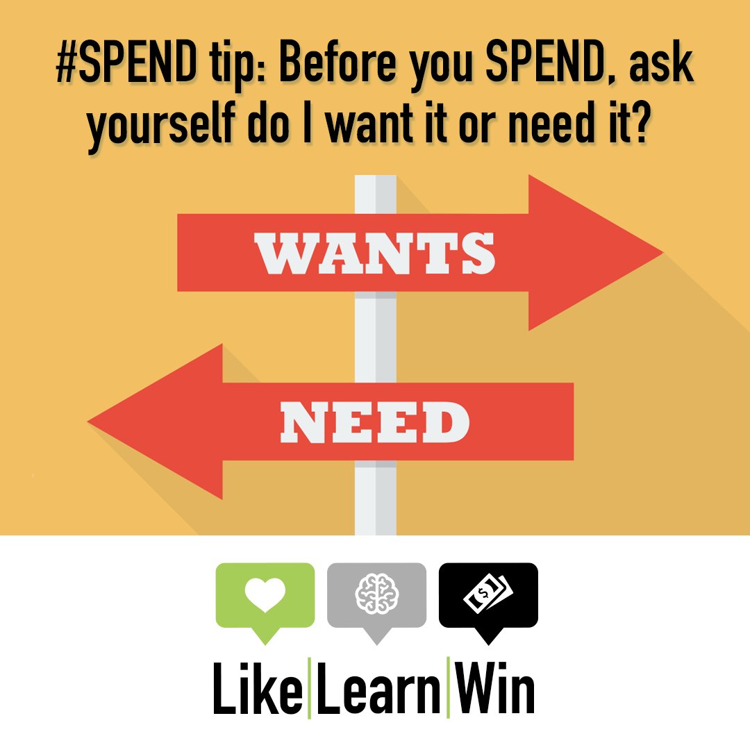 ElementsofMoney's tweet photo. Want to win a quick $50 to spend on Amazon? Today’s #LikeLearnWin SPEND tip: Before you SPEND, ask yourself if the purchase is a want or need. Visit @elementsofmoney on IG for more and to like the post to be entered to win! Visit https://t.co/rlv2XO0bmf for complete rules. https://t.co/9BSLTcD7GP