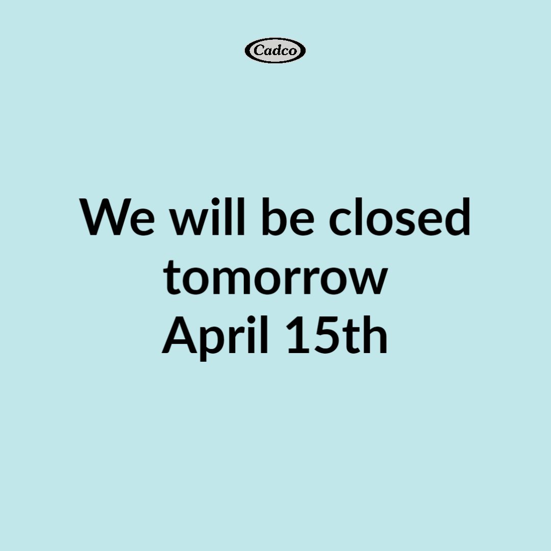 We will be closed tomorrow, enjoy your Easter!
-
cadco-ltd.com
-
#easter #cadco