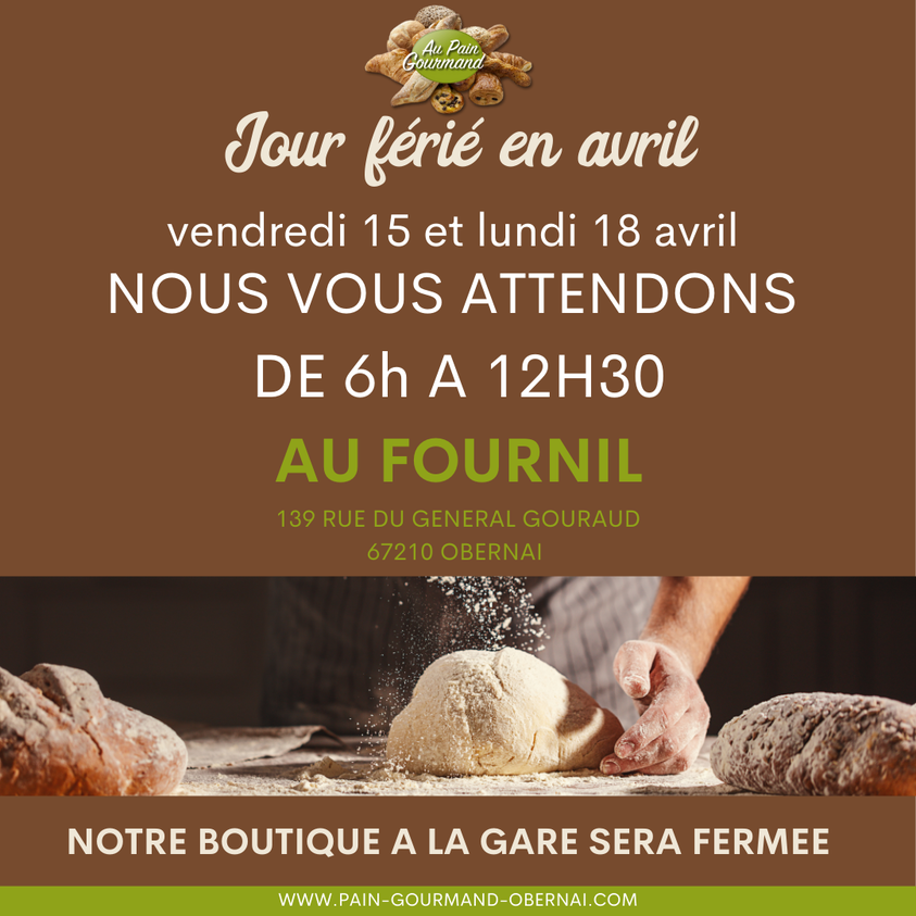 Ludo67210's tweet photo. 🥐 Parce que l'on apprécie encore plus un bon petit déjeuner quand on a le temps, le fournil du Pain Gourmand sera ouvert les jours fériés du mois d'avril.

Rendez-vous au Fournil le vendredi 15 avril et lundi 18 avril de 6h à 12h30 https://t.co/gPg7QskJK5