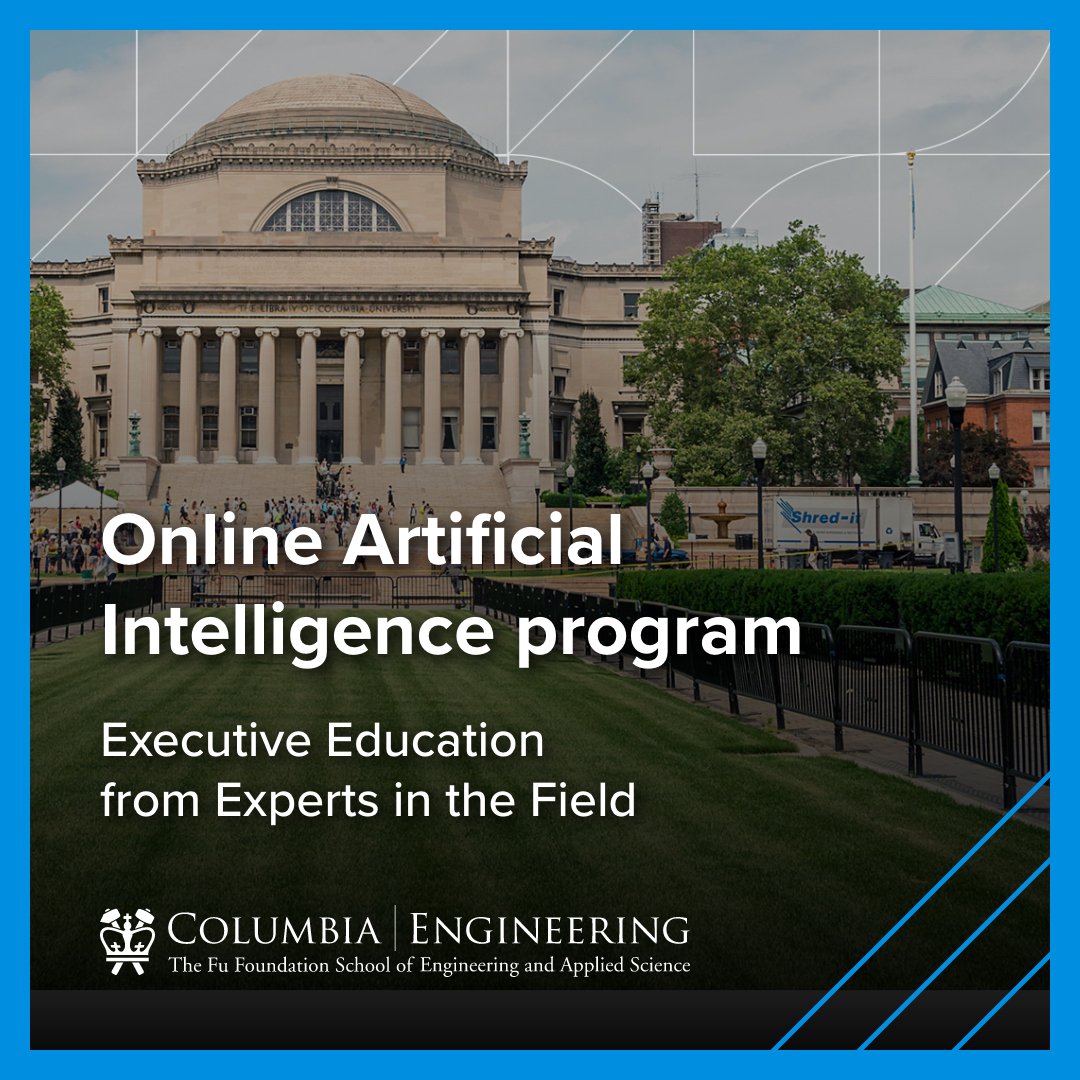 CE_AIExecEd's tweet image. Develop the technological expertise needed to build AI-powered systems, products, and services with the Columbia Online AI Executive Education program. bit.ly/3IGS3tW