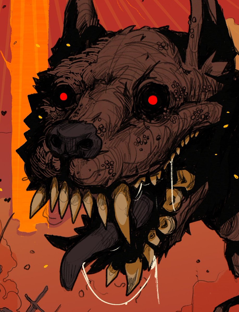 red eyes no humans saliva monster horns teeth tongue  illustration images