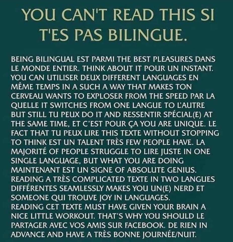 Pour mes amis bilingues! 😂 😘