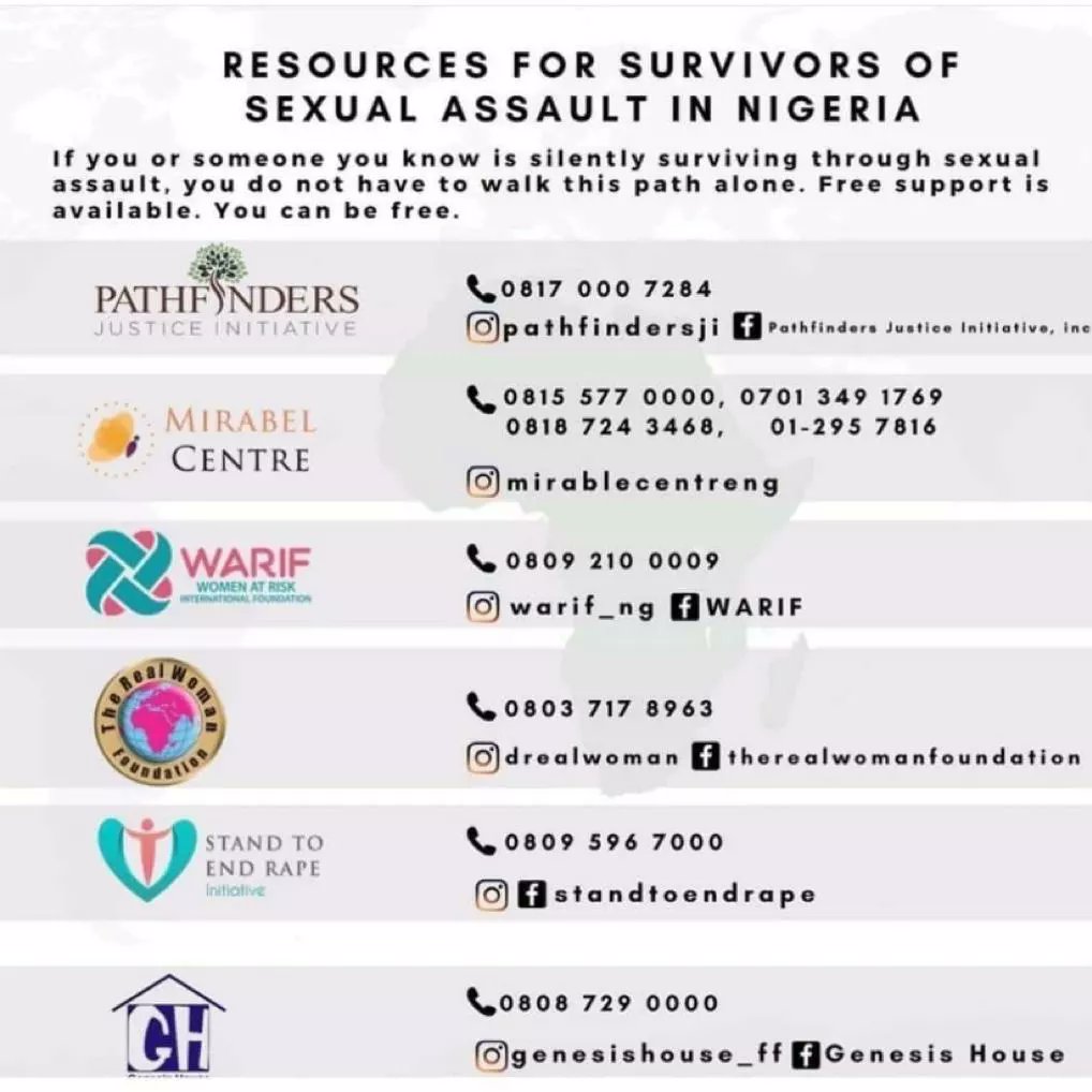 DoafAbuja's tweet photo. Going through any of these? Or know someone who is going through any of these? Contact any of these organizations and get the most professional help available. Remember, if you see something, say something. If you hear something, say something. Let's end this together. https://t.co/MnmxAdaX5X
