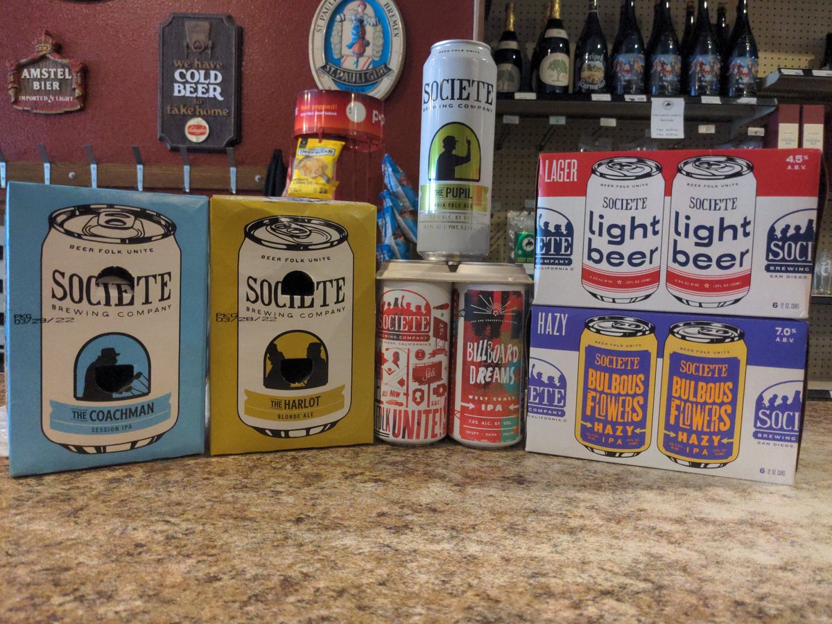 FlyingBeerMan's tweet image. Look who came to town. Societe cans now available between $10.99-$13.99. All less than three weeks old.