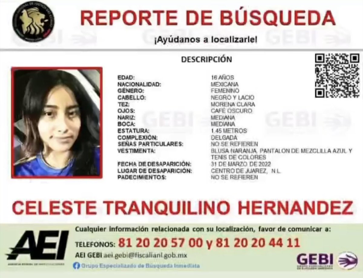 moonknightttttt's tweet image. No sólo es  #Debanhi, también #Celeste desapareció, desde el 31 de MARZO. Una menor de 16 años, y la familia no tiene rastro, y las autoridades no les han dado respuestas y prioridad. Esto también debe de ser viral, todos estos casos deben de tener prioridad.