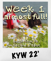 *** KYW 22 Announcement ***

KYW22 is coming very soon!! 🎉

Spaces are filling up quickly. Week 1 is now almost full and the rest of our weeks are full already.

Get signed up soon for a great week on camp.

See everyone soon!!😁