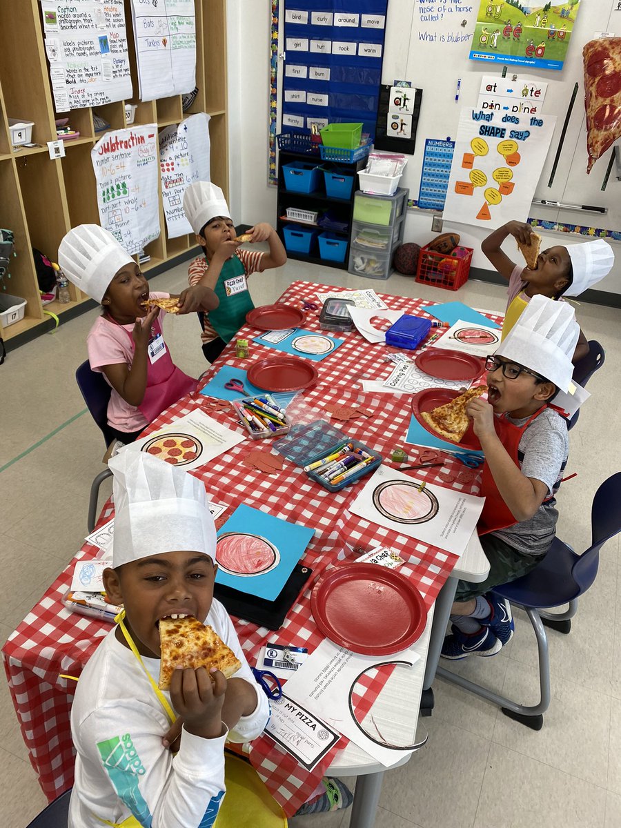 TeamMrs_Hill's tweet photo. @HickoryRidgeES Students enjoyed our pizzeria classroom transformation. These chefs had such a “slice” day partitioning pizza into fair shares. #HRES #classroomtransformation #education #funinfirst https://t.co/O2cjKK3VRY
