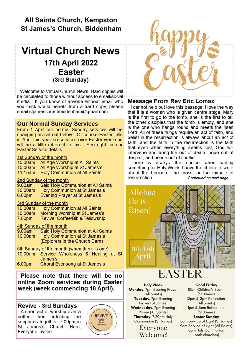 BiddenhamChurch's tweet image. Join us over the Easter weekend.  We look forward to welcoming you.