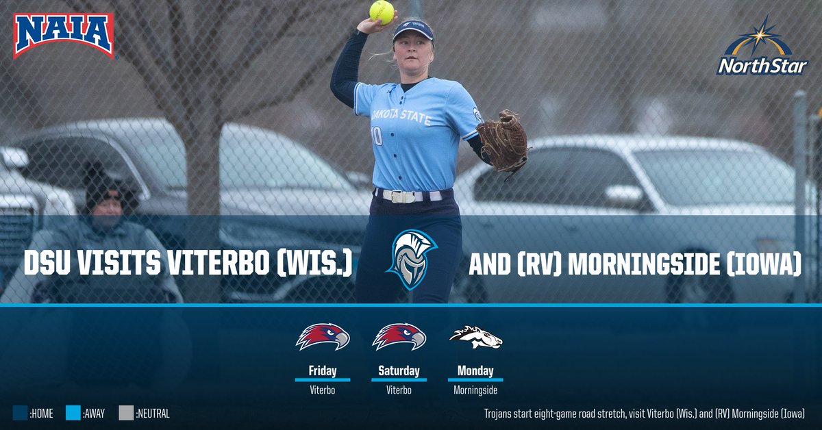 DSU_Athletics's tweet photo. 🥎 Game Notes:  Trojans start eight-game softball road stretch, visit Viterbo (Wis.) in four-game series and (RV) Morningside (Iowa) - @DSUSoftball 

▶️ https://t.co/R6gg7JLdUS

#WeAreDSU #GoTrojans #DSUTrojanPride #DSUStrong #LoyaltoBlue #TrojanFamily #TrojanNation⚔️ https://t.co/y5GPCW0rTM