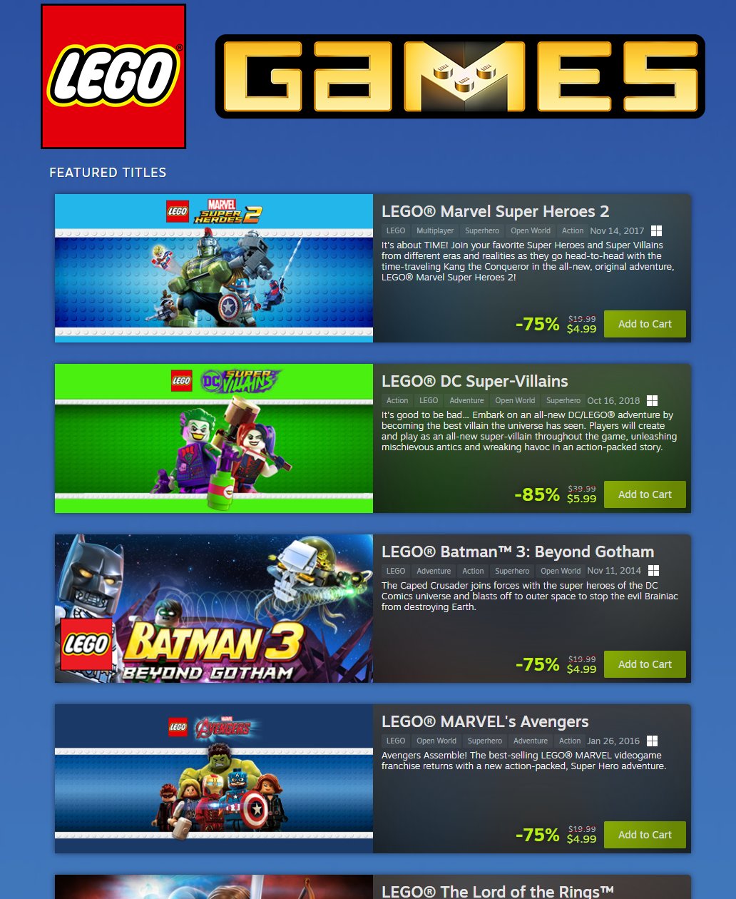 Wario64 on Twitter "LEGO sale on Steam https//t.co/9sxRcj1tR4 https