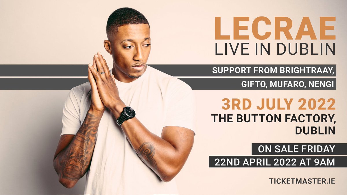 GOSPELmusicIRL's tweet photo. Some Good news for Good Friday.

Multi award winner and Multi Platinum selling Artist @lecrae makes his Debut Headline concert in Dublin on July 3, 2022. https://t.co/MMsGCZAicj