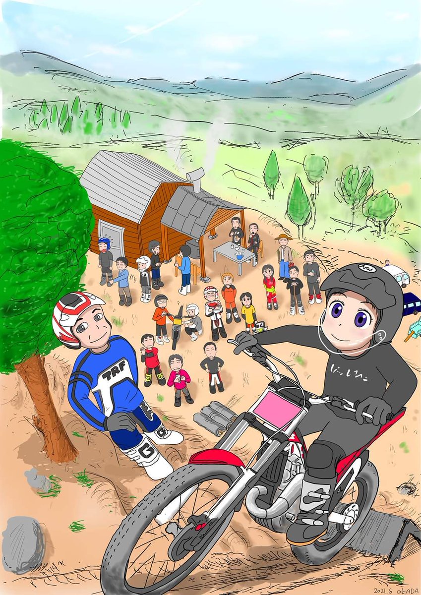 keion72's tweet photo. I drew a person who is doing his best　＃Trial　＃motorcycle　＃Z50j　＃JapaneseManga　＃illustration　＃Poster https://t.co/83Z46dXz1z