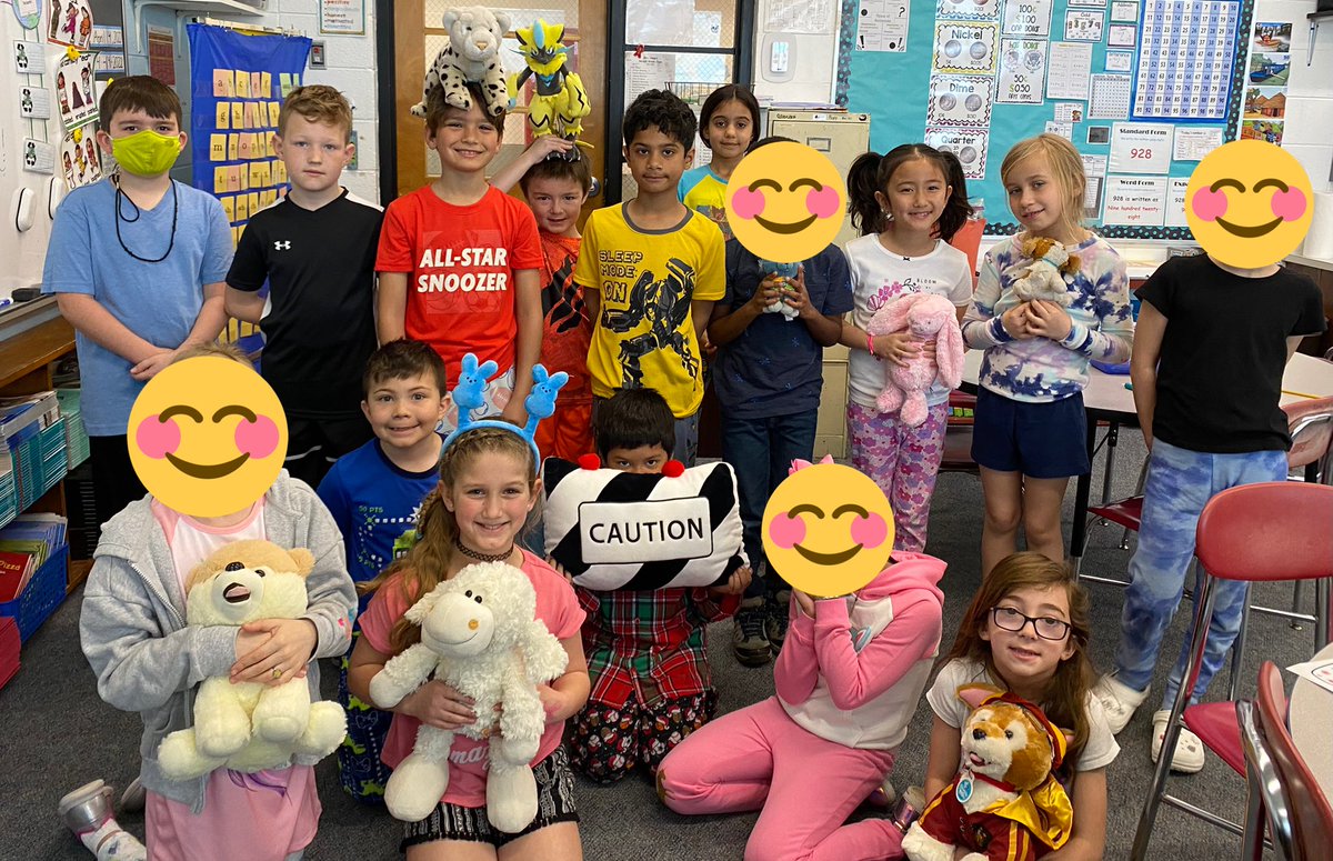 Hopp2nd's tweet photo. Today we celebrated the awesome progress our class has made in STMath with a pajama and stuffed animal day! So proud of their hard work! @MOSandshore @Jen1Curry @kristymc24 https://t.co/Qve8YDFKNU