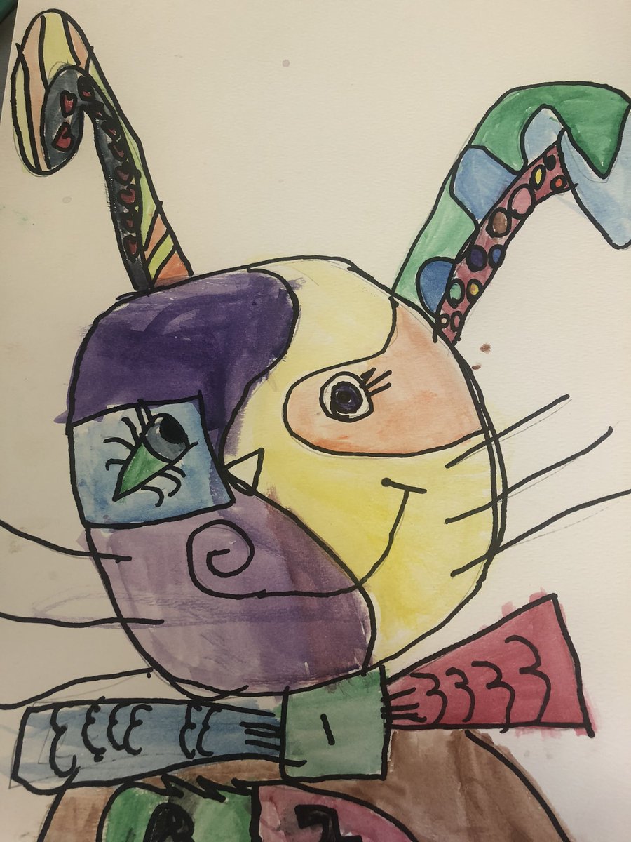 teach_msK's tweet photo. Happy Easter from our class to yours. Enjoy our Picasso inspired bunnies!! #kauffeetime #art #picasso @howickps #yourschools PT 1 https://t.co/n2ab0mGKbe
