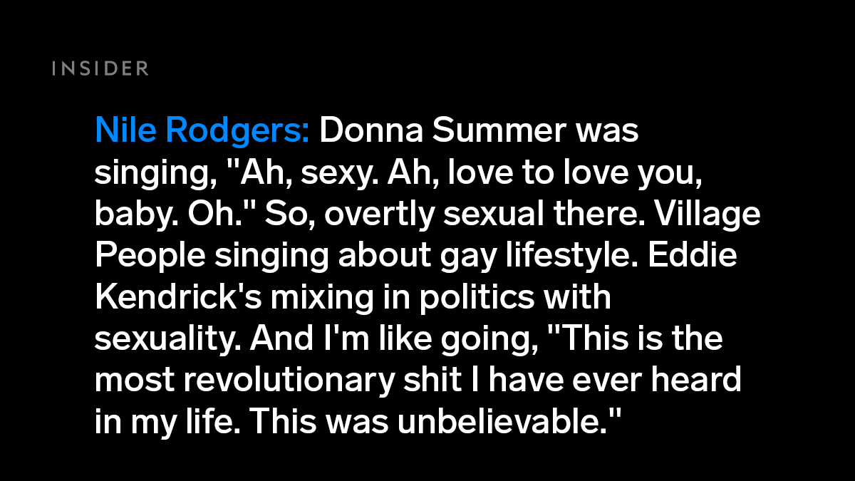 insiderent's tweet photo. Q: What intrigued you about Disco music? 

NR: I remember the first time I went to a disco with my girlfriend at the time, the three songs that played were Donna Summer, Love to Love You Baby, Village People, San Francisco, and Eddie Kendricks’ “Girl You Need a Change of Mind.” https://t.co/jPEdgNLzXY