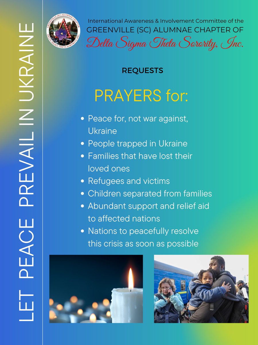 GreenvilleSCDST's tweet photo. Join us in praying for the lives of the people of the Ukraine and for an end to the war.
#GSCACDST #prayersforukraine https://t.co/aTLMkBjyQq