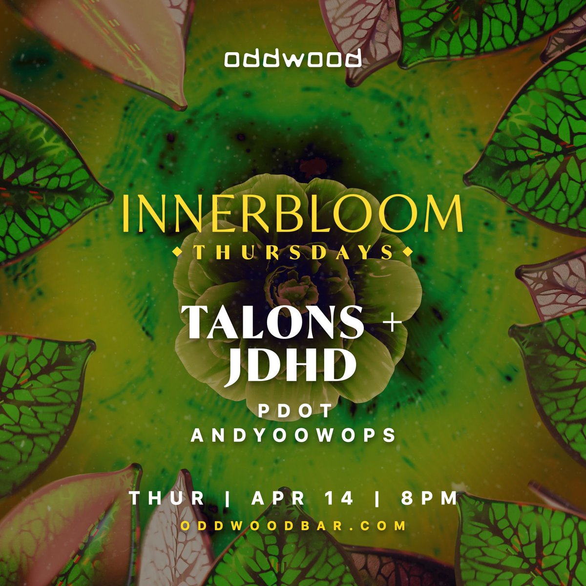 TONIGHT

🍃 Innerbloom Thursdays w/ TALONS

8PM - 12AM

GUEST LIST: ODDWOODBAR.COM

<a href="/AREA15official/">AREA15</a> 

#oddwoodbar #lasvegas #area15 #meowwolf #specialtycocktail #void #voidacoustics #innerbloom #innerbloomthursdays #hiphop #soulection