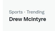 JustTtlyCherry's tweet photo. Look who's trending!!! I freaking love to see it!!! @DMcIntyreWWE should trend every day! 💙⚔️ #PutDrewOnThePoster #PutDrewIntheMainEvent #SummerSlam https://t.co/eQwnfopE8N