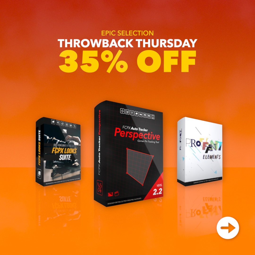 PixelFilmStudio's tweet image. It's Throwback Thursday! Save 35% off today only (just for you!)😉Check out these classics and speed up your editing with this week's awesome effects! 

🔗Check out the sales with the link in bio or here! 👇
bit.ly/PFSsaleoftheday

#fcpx #fcpxplugin #tbtsale #sale