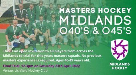 The Midlands Masters Over 40's and Over 45's captains would like to invite all players who are interested to the final trial for this years regional competition. To register your interest, click this link: forms.gle/6nCySYikFeGcmM… x.com/messages/media…