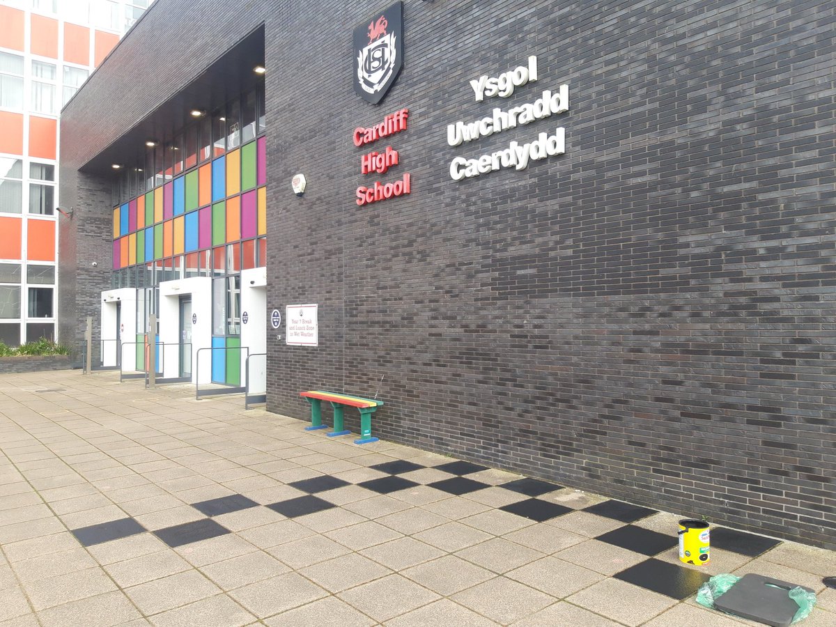 All work and no play for the estates team . . . well at least for the time being! We may have to test drive the repainted outdoor chessboard and new draughts board when we've finished - obviously before the students return as we don't like being beaten!! <a href="/officialCHS/">CHS</a>
