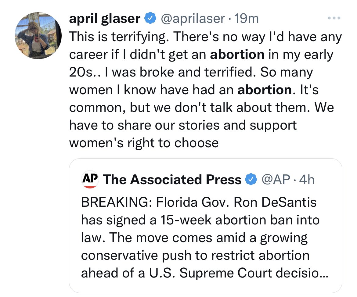 What’s actually terrifying is that society has made women fearful of banning the killing of innocent children. 

The left has trained women to feel like they can’t survive or thrive without the choice to end their child’s life. We can do better than this. Love both 💕 @aprilaser