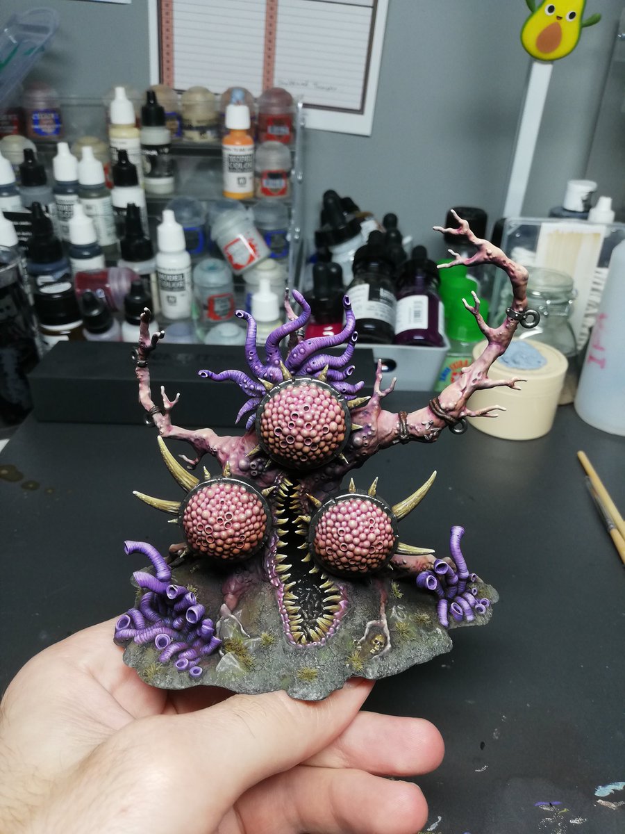 ronin_about's tweet photo. The Fleshulent Gnarlmaw. Just some weathering, and this Gnarlmaw will be ready for the table 😁 I thought a fleshy, demonic Gnarlmaw would be particularly grusome! #WarhammerCommunity #paintingwarhammer #warmongers #nurgle #ageofsigmar #maggotkinofnurgle. https://t.co/zKnuVHL65N