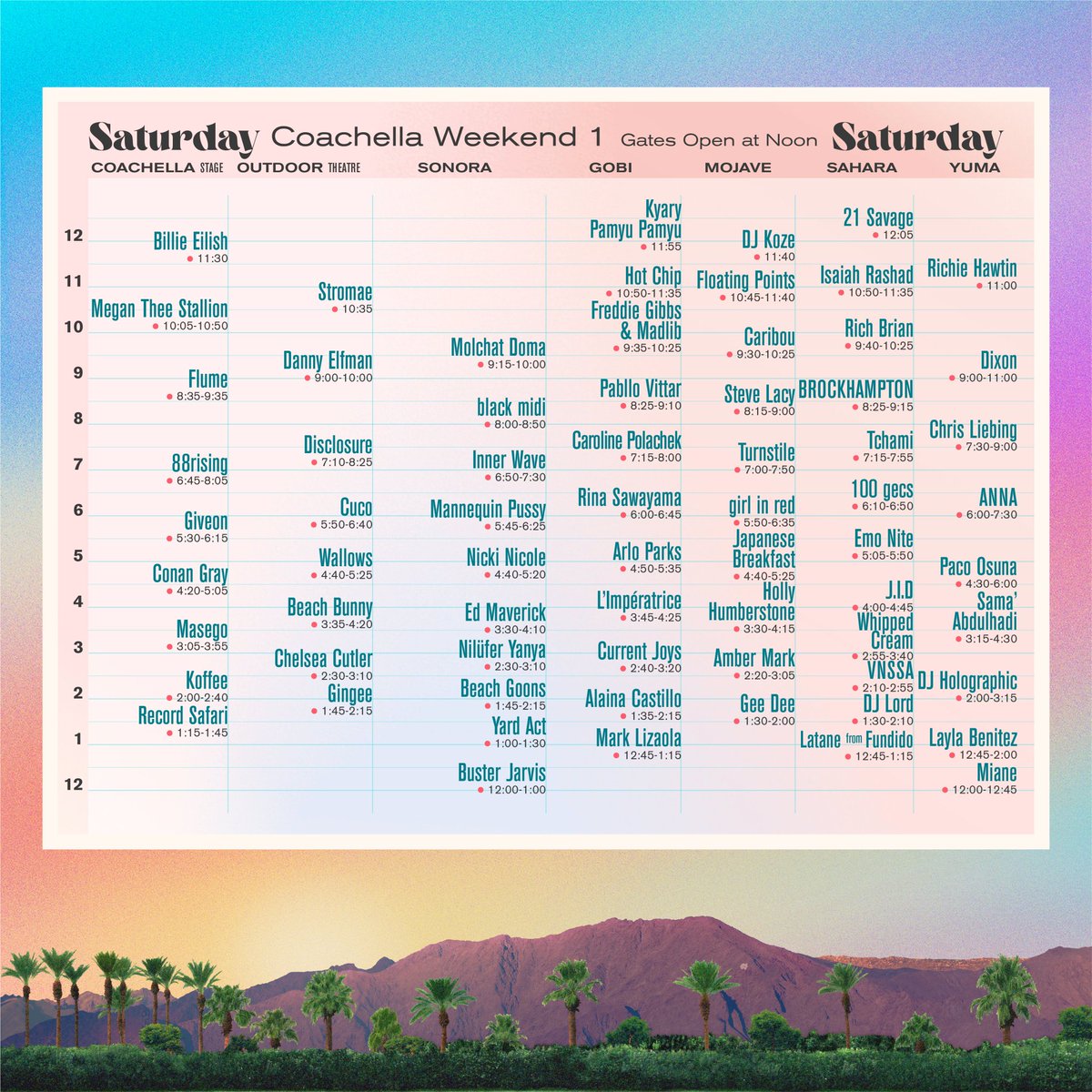 🔴 | Marie se presentará la primera semana de Coachella este sábado de 5:50 a 6:35pm (hora California)
en el escenario Mojave

🇪🇨🇵🇪🇨🇴:7:50pm   🇦🇷🇺🇾: 9:50pm
🇻🇪🇵🇾🇨🇱:8:50pm       🇪🇸: 2:50am
🇬🇧: 1:50pm

esperamos que los transmitan por algún live de los que harán en yt