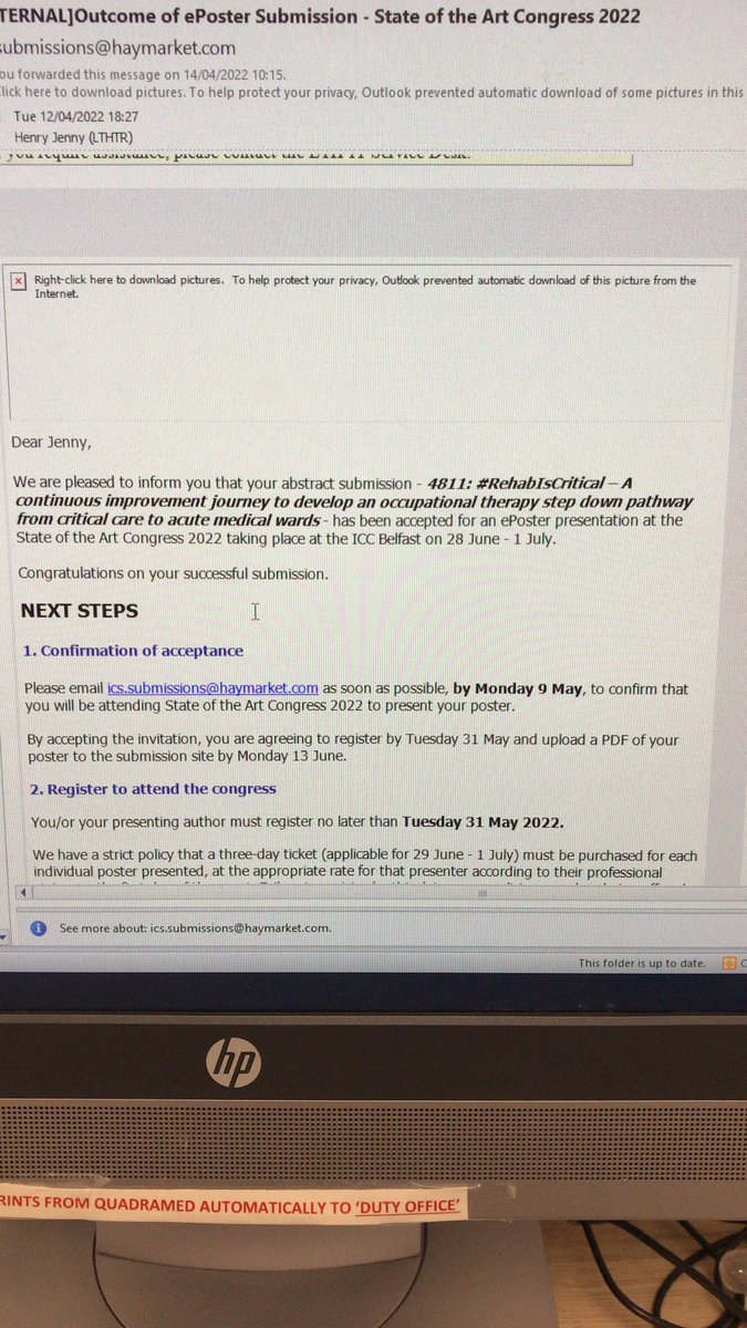 JennyH_OT's tweet image. 🙌 Submission to @ICS_updates #SOA2022 conference accepted! @gaunt_rebecca @ICU_Therapy_RPH @RPHacutemedica1 @NW_RCOT @LancsHospitals Now to get funding 🧐 🤔